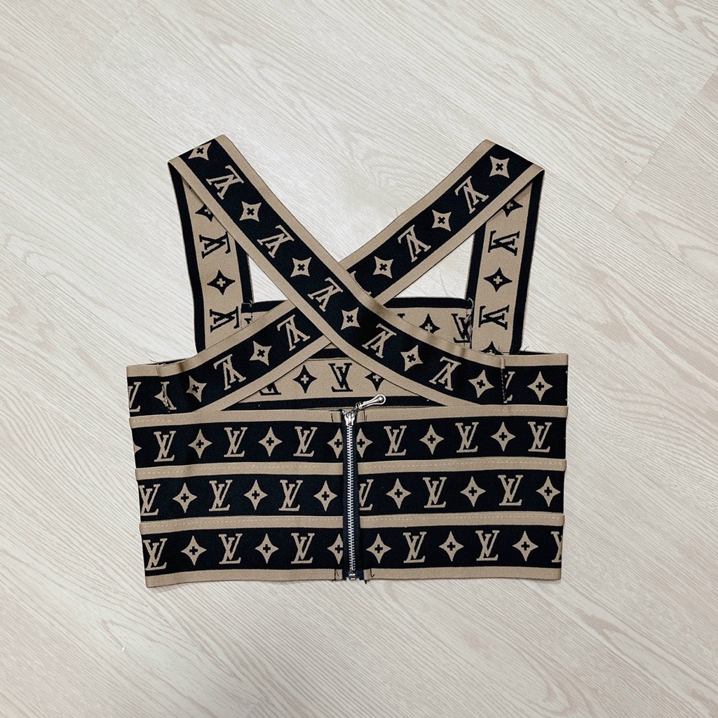 Áo kiểu croptop chéo dây in chữ hiệu toàn áo cực hot , chất thun co giãn mềm mịn ut