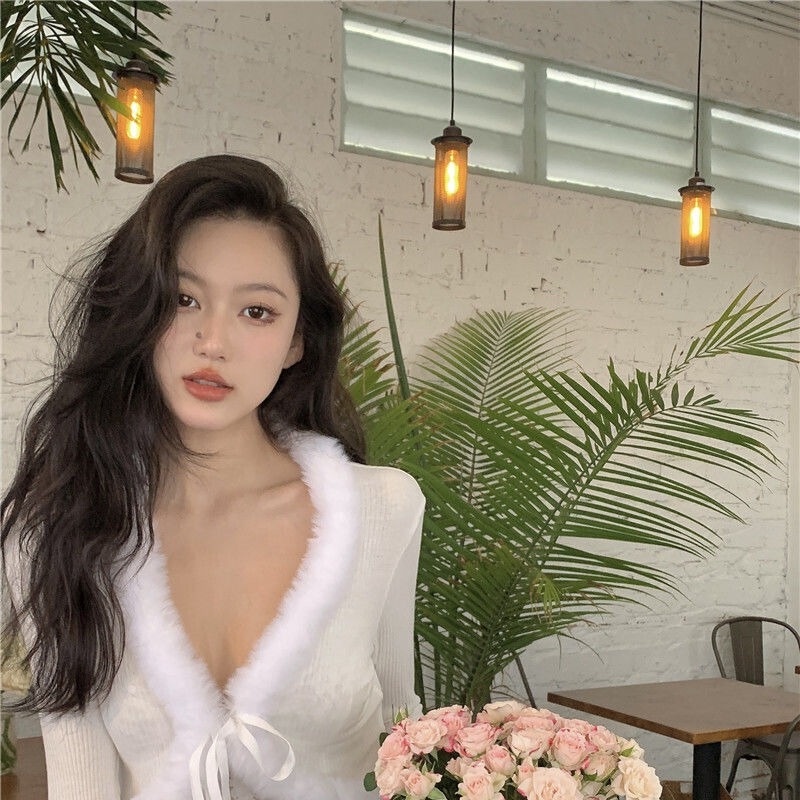 Áo khoác Cardigan tay dài màu trắng dễ phối đồ thời trang mùa thu