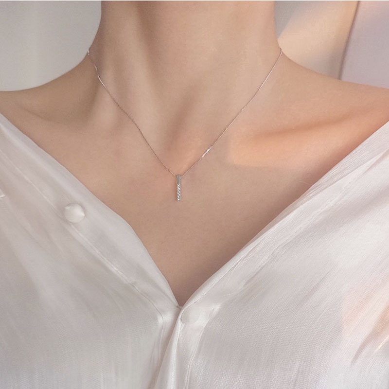 Vòng cổ bạc đính đá Zircon thời trang Hàn Quốc xinh xắn