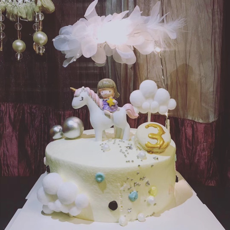 Phụ Kiện Trang Trí Bánh Kem Sinh Nhật Kiểu Lông Vũ Nhiều Màu Sắc Dễ Thương