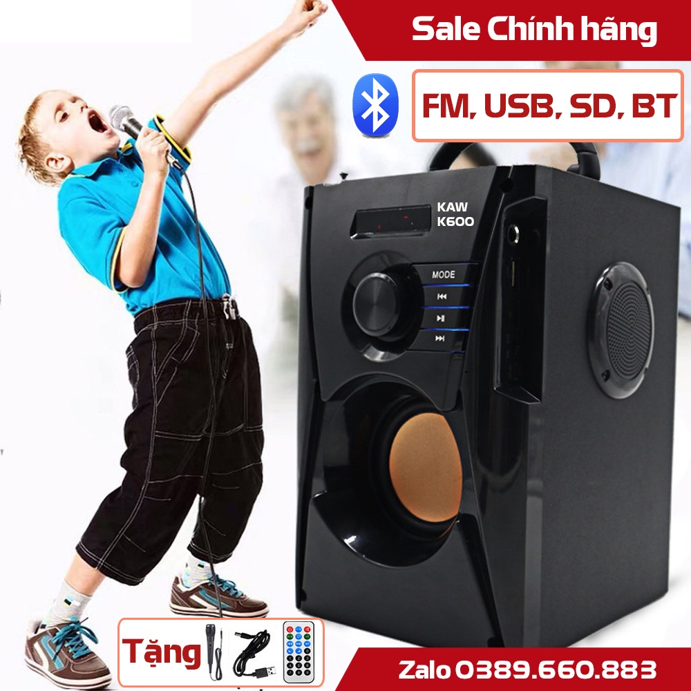 Loa hát karaoke bluetooth xách tay công suất lớn, Thương hiệu KAW-K600 - Chính hãng, mẫu mới nhất 2022