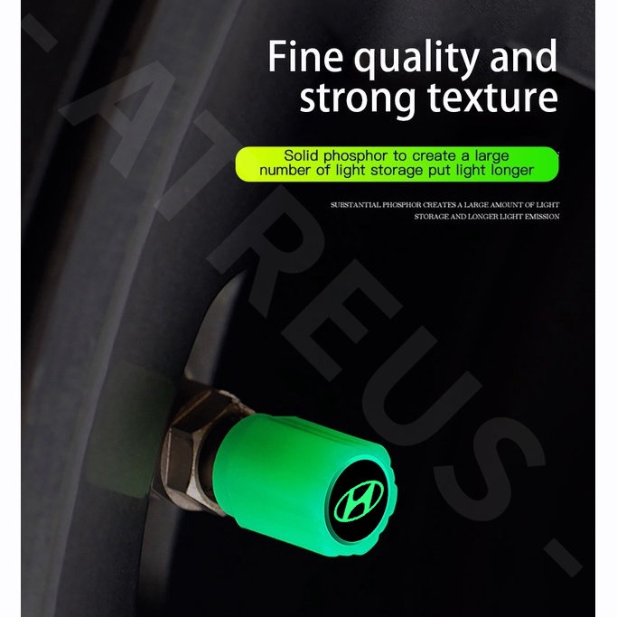 Set 4 Nắp Van Bánh Xe Dạ Quang Cho Hyundai Getz Accent Atoz i20 Trajet H1 i10 Kona Santa Fe