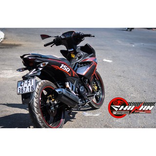 Tem trùm nhám đen chỉ đỏ cho Exciter 150