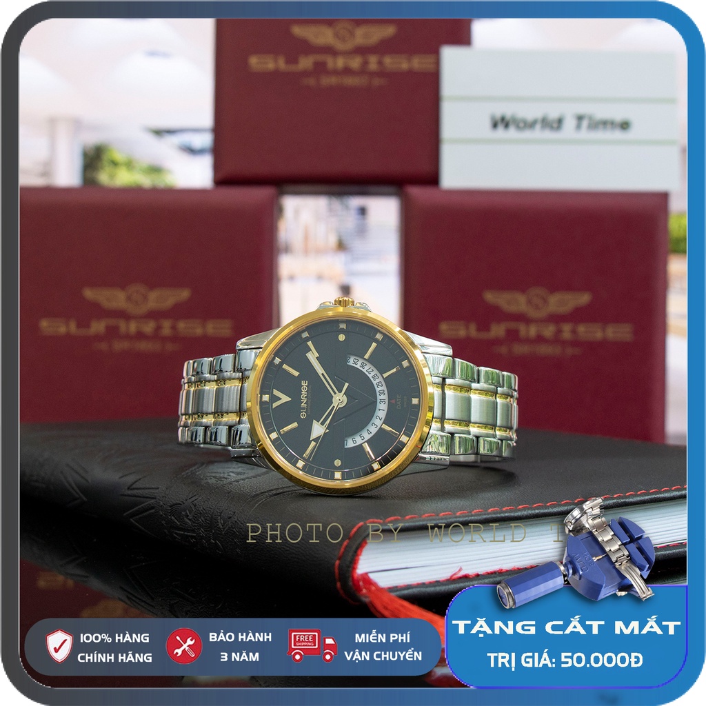 Đồng Hồ Nam Sunrise DM1116SWA Chính Hãng, Full Box, Kính Sapphire Chống Xước, Chống Nước, Dây Thép 316L, Bảo Hành 3 Năm