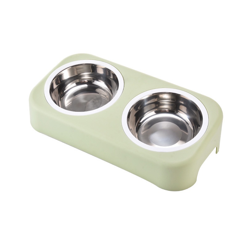 New Tilting Stainless Steel Simple Pet Double-layer Bowl for Cats and Dogs Candy Color for Eating and Drinking Integrated Plastic Pet Food Bowl