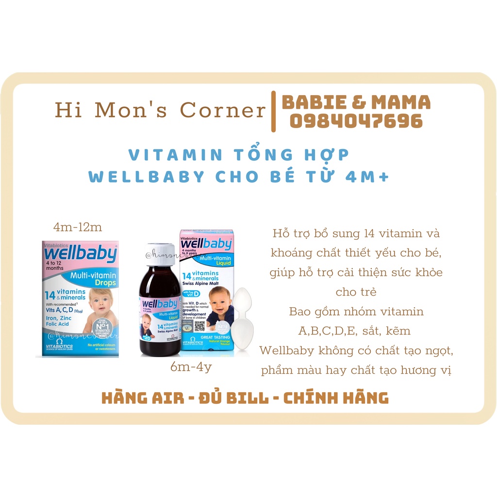 Multi Vitamin WellBaby Liquid , Drops bổ sung Vitamin date 9 2023  Hàng thumbnail