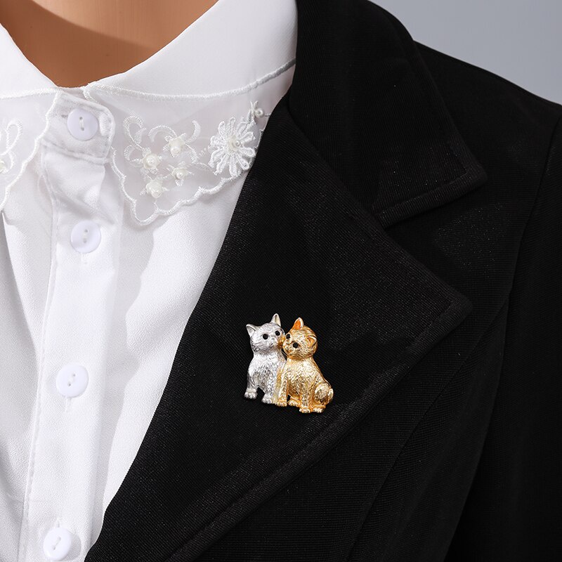 Ghim Cài Áo Hình Mèo Bằng Hợp Kim Tráng Men 2 Màu Sắc