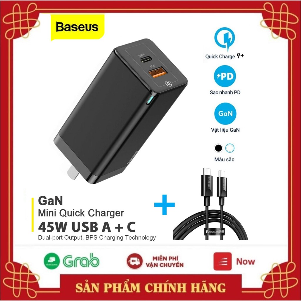 Bộ sạc nhanh thế hệ mới Baseus GaN2 Pro 65W Mini Travel Quick Charger  GaN 65W / GaN 65W Lite  /45W  cho Smartphone | BigBuy360 - bigbuy360.vn