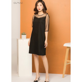 Đầm suông nữ phối lưới GUMAC MS07926_DEN