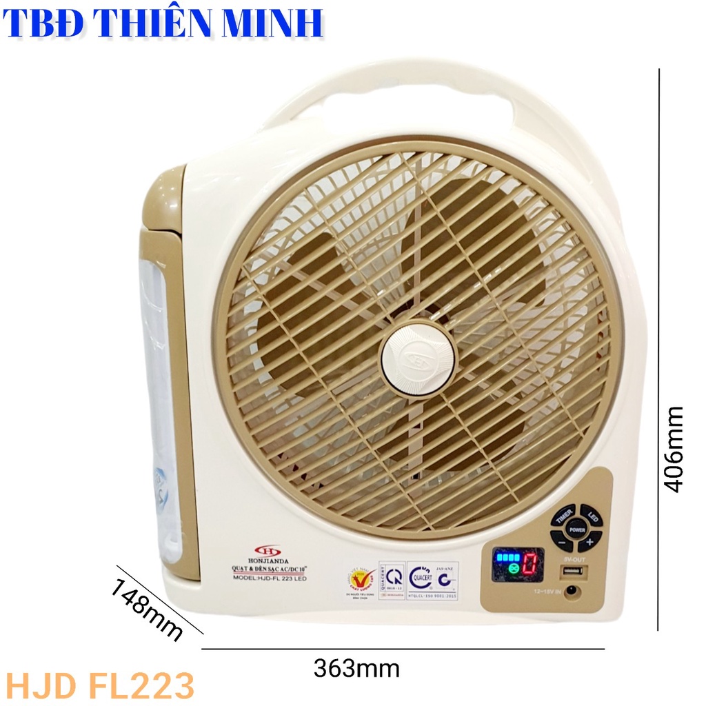 QUẠT VÀ ĐÈN SẠC TÍCH ĐIỆN AC/DC HONJIANDA FL223