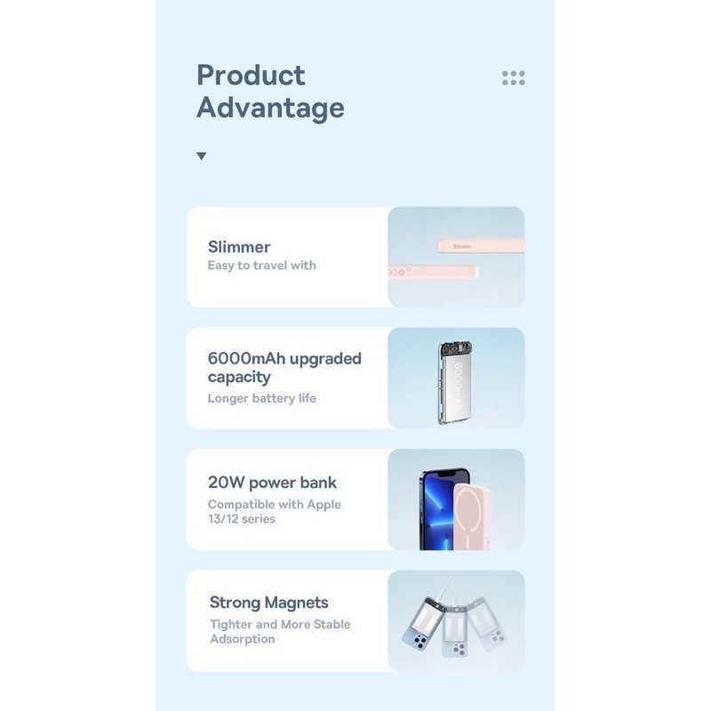 Sạc dự phòng BASEUS Magnetic Wireless Charging Power Bank 6.000mAh PD 20W