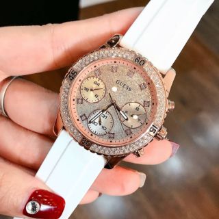 Đồng hồ nữ Guess dáng Hublot mặt nhũ siêu đẹp