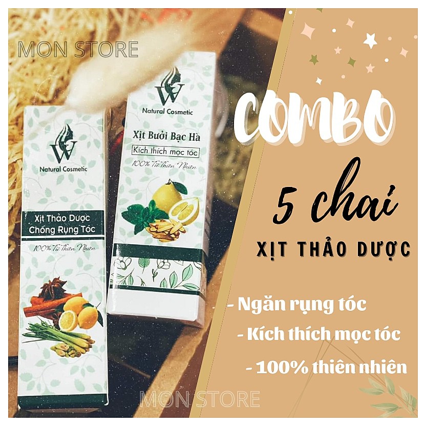 [COMBO SỈ 5 CHAI] XỊT THẢO DƯỢC VV Natural Cosmetic kích thích mọc tóc nhanh và ngăn rụng hiệu quả