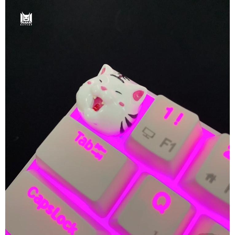Nút bàn phím cơ hình hổ mắt híp màu trắng/ Resin keycap/ Keycap set/ Esc keycap/ Gift for gamer