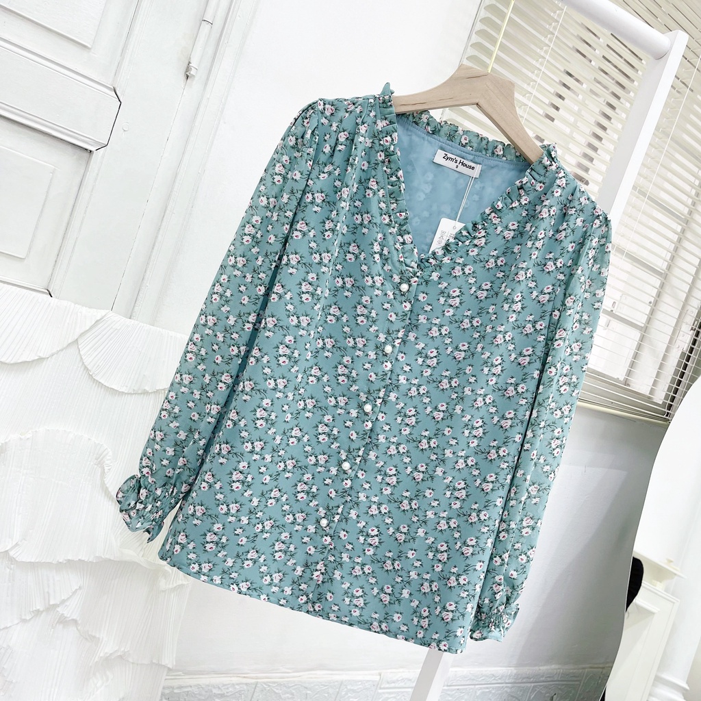 Áo sơ mi nữ cổ V bèo xếp ly ZYM'S HOUSE K769