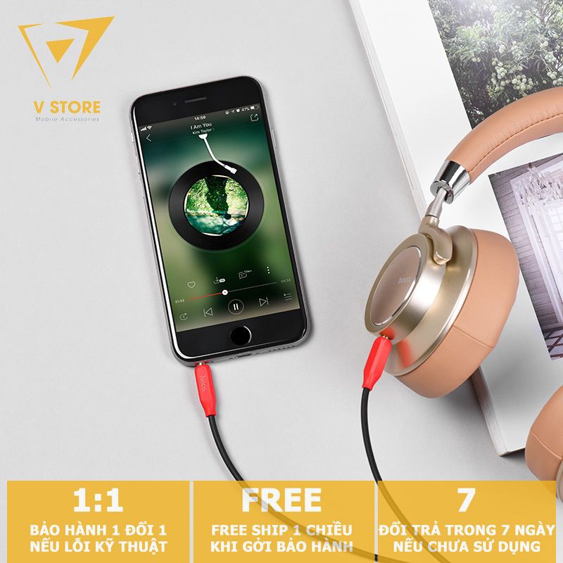 CÁP ÂM THANH 2 ĐẦU 3.5MM HOCO UPA11 JACK AUDIO AUX 1M KẾT NỐI ĐIỆN THOẠI XE HƠI Ô TÔ LOA