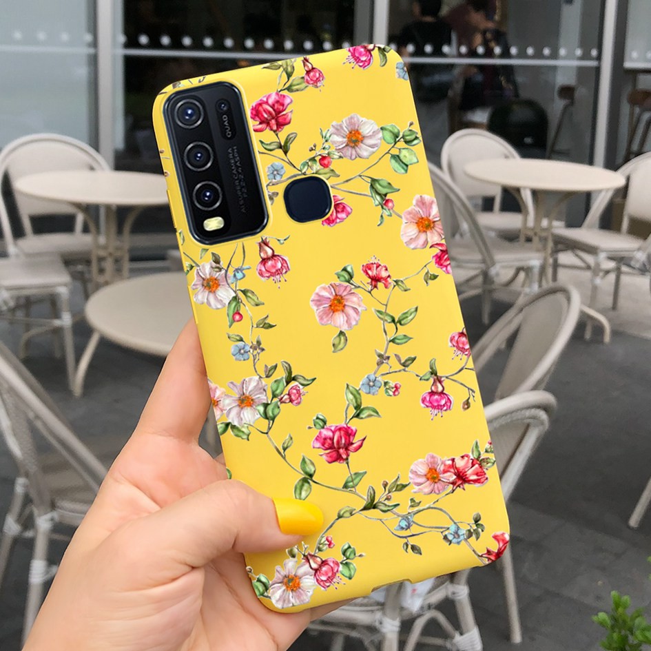 Mờ / Matte Ốp Điện Thoại Silicon Mềm Nhám Họa Tiết Hoa Thời Trang Cho Vivo Y30 1938 Y50 1935 Y 50 Vivoy30 2020 6.53 Inch