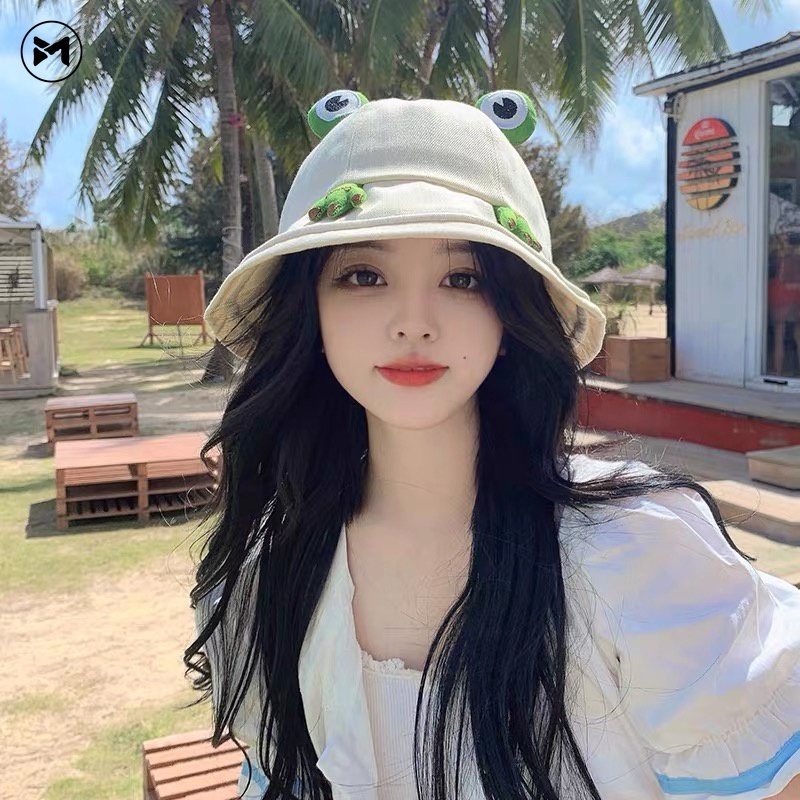 Nón Tai Bèo Hình Chú Ếch Dễ Thương Bằng Cotton Cho Nữ