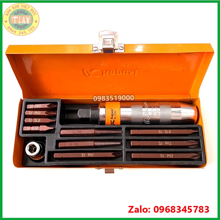Bộ tô vít đóng đảo chiều cao cấp Kapusi JAPAN 12 chi tiết thép S2 siêu cứng