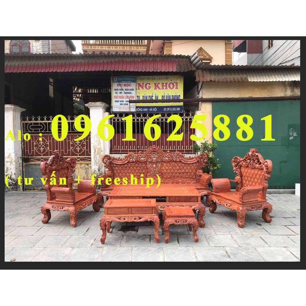 Bộ bàn ghế phòng khách kiểu hoàng gia gỗ hương đá