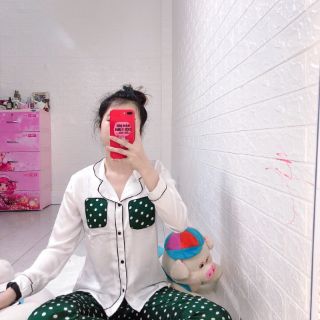 Pizama satin Tay dài quần dài