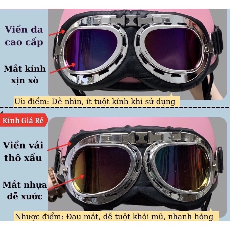 Nón bảo hiểm kèm kính phi công nhập khẩu hàng chính hãng hình chụp thật