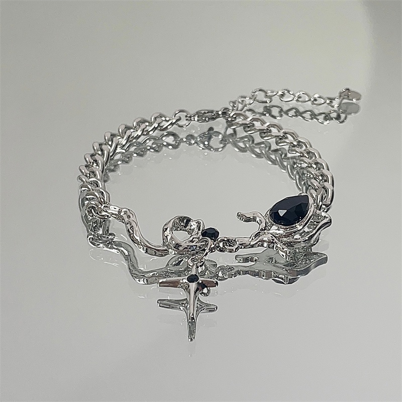 Vòng Tay Đính Đá Zircon Màu Tối Phong Cách Hiphop Đường Phố Thời Trang