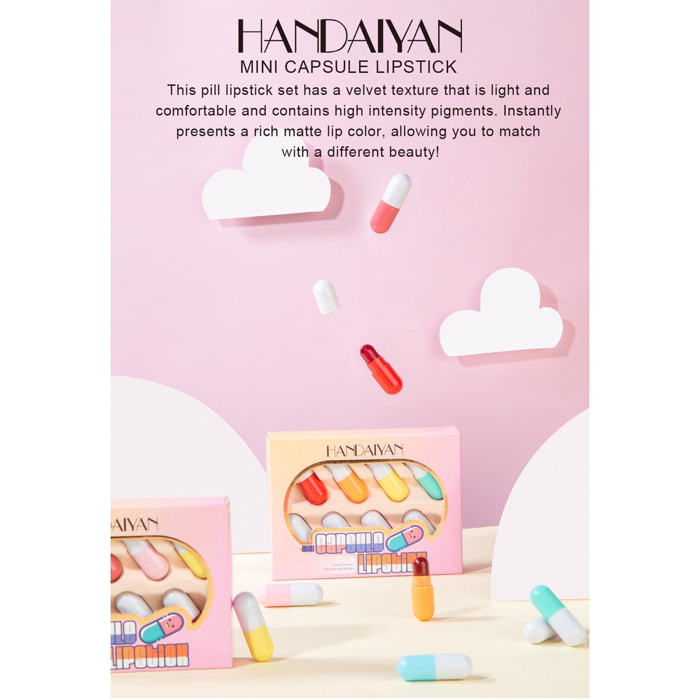 Set 8 Thỏi Son Lì Mini Viên Nén HANDAIYAN 8 Màu Sắc Quyến Rũ, Độc Đáo, Sang Trọng F8