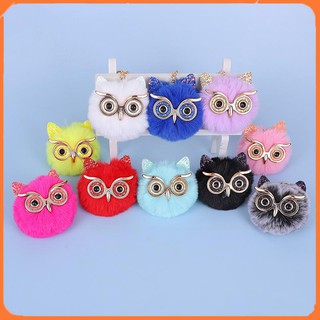 Móc khóa cute giá rẻ - móc khóa cục bông hình cú mèo