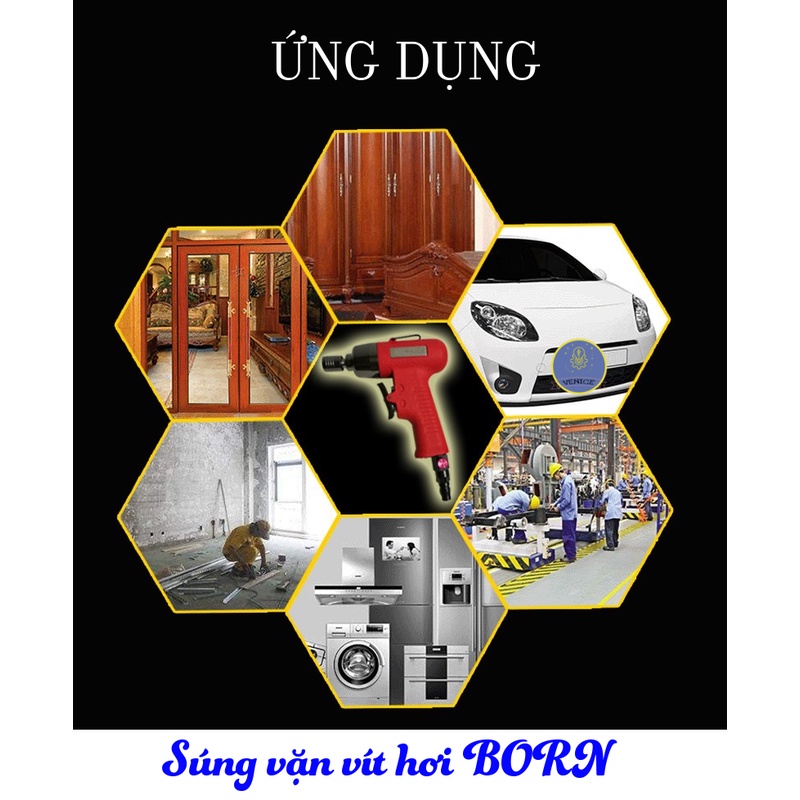 SÚNG VẶN VÍT, XIẾT BULONG BORN - DÙNG HƠI KHÍ NÉN - BẢO HÀNH 1 NĂM