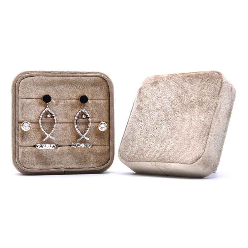 Flgo Hộp Đựng Trang Sức Cưới Hình Vuông Bằng Nhung Đính Kim Cương Giả Dành Cho Bạn Nữ