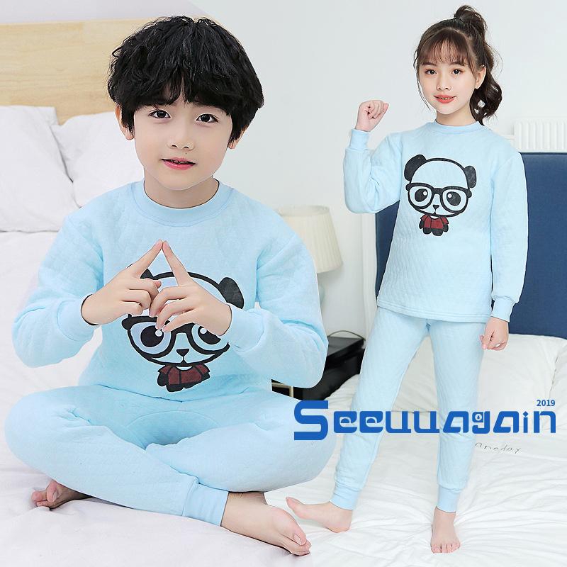 Set Đồ Ngủ Dài Tay 100% Cotton In Họa Tiết Hoạt Hình Dễ Thương Cho Bé