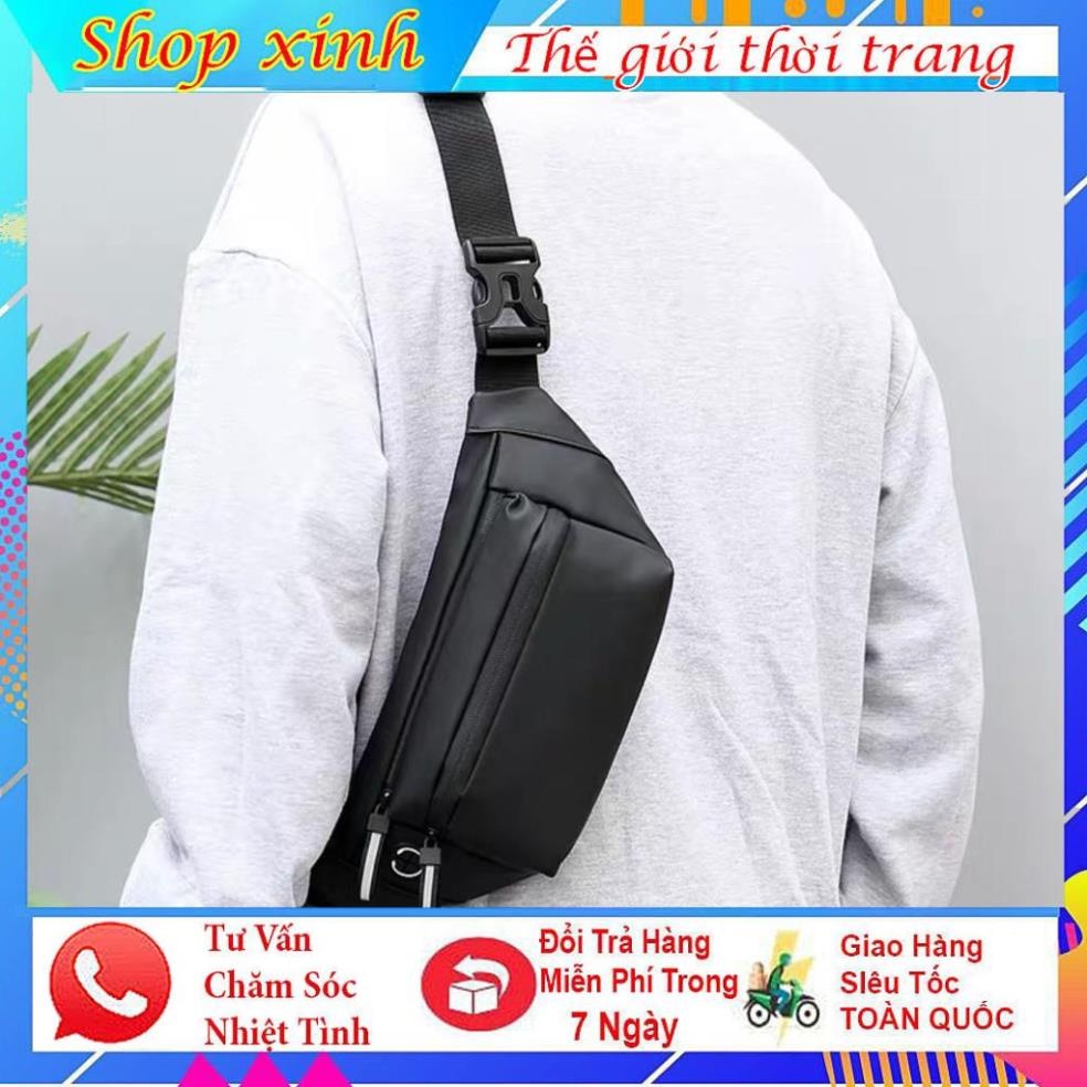 Túi đeo chéo khóa phản quang Cao Cấp, túi đeo bụng vải Oxford dày dặn, chống nước, nhiều ngăn nhỏ đựng đồ tiện dụng. | BigBuy360 - bigbuy360.vn