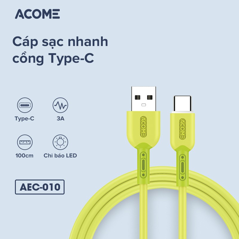 Cáp Sạc Nhanh  ACOME AEL AEC AEM Lightning Type C Micro Tương Thích Với Các Thiết Bị IOS Android