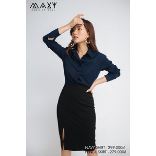 Áo sơ mi nữ tay dài công sở navy basic shirt Maxy Workshop