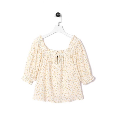 Áo xô hoa bẹt vai tay lỡ phồng F21