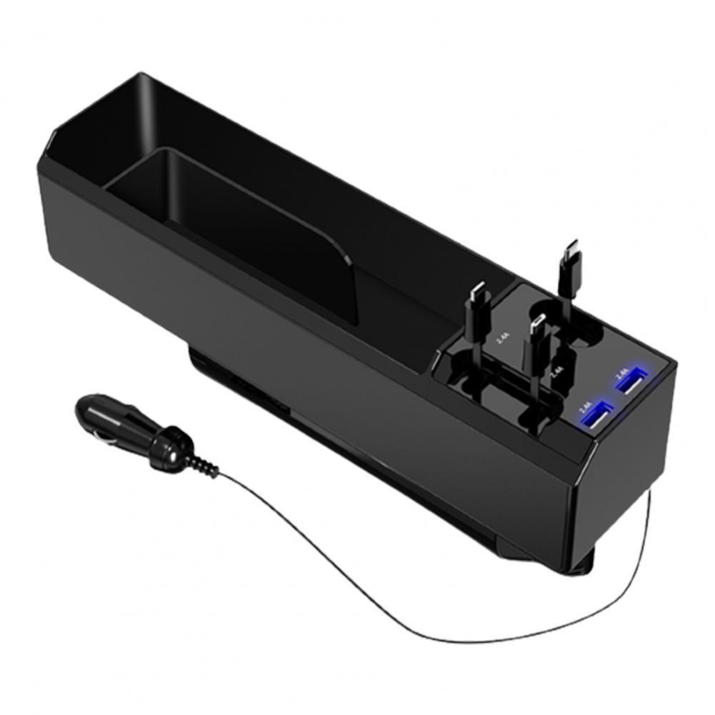 Tẩu sạc nhanh ô tô chia Khay đựng đồ cho xe ô tô Hộp Lưu Trữ Có Cáp Sạc Cổng USB Kép Cho IOS/Android/Type C Cổng USB Kép Khay đựng đồ đa năng