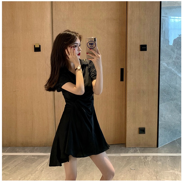 Đầm ngắn dáng ôm thiết kế lệch tà thời trang mùa hè 2021 cho nữ