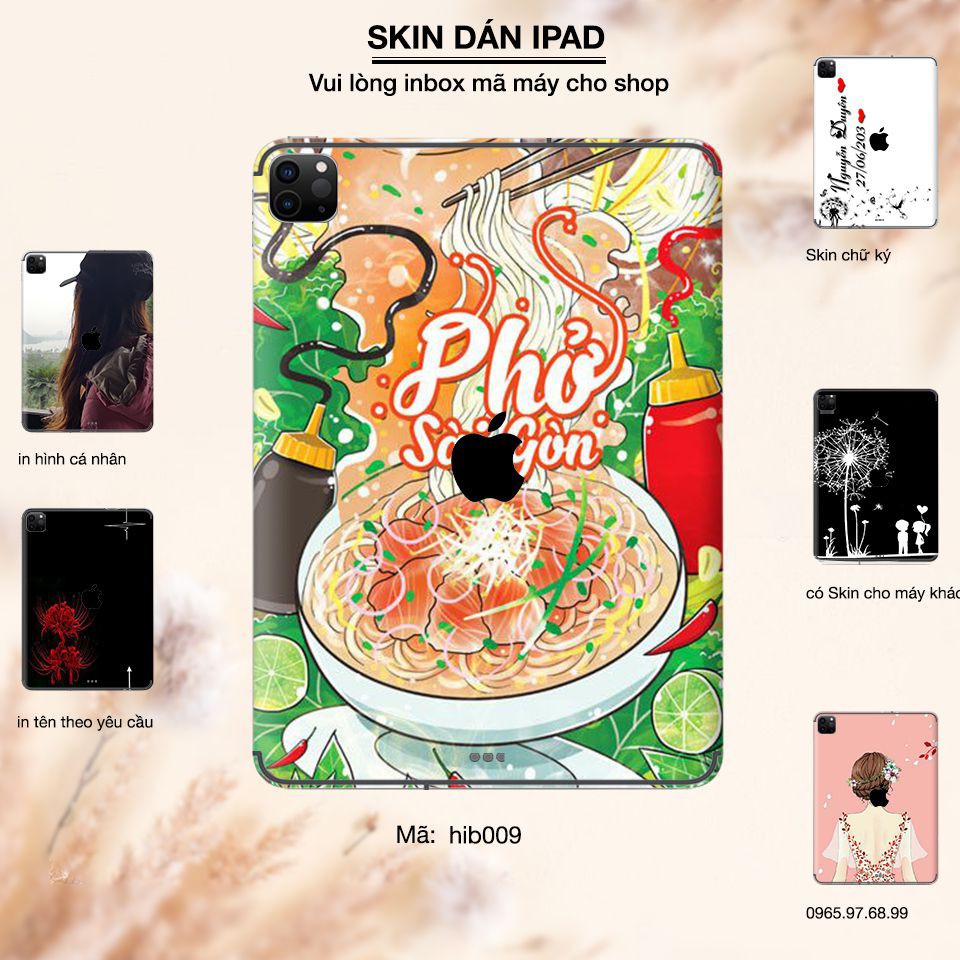 Skin dán iPad in hình Phở Sài Gòn - Chib010 (inbox mã máy cho Shop)