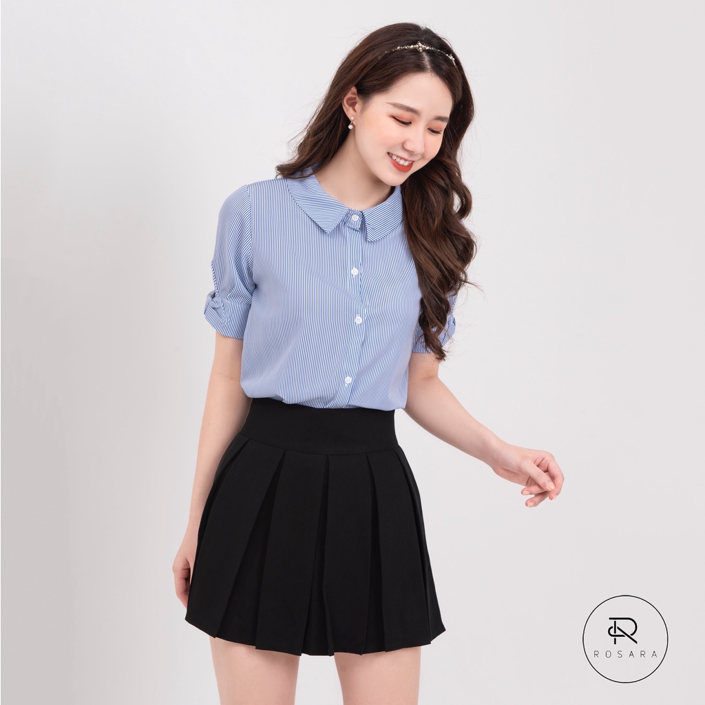 ÁO SƠ MI KẺ NỮ ĐẸP TAY CỘC AM143 ROSARA | BigBuy360 - bigbuy360.vn