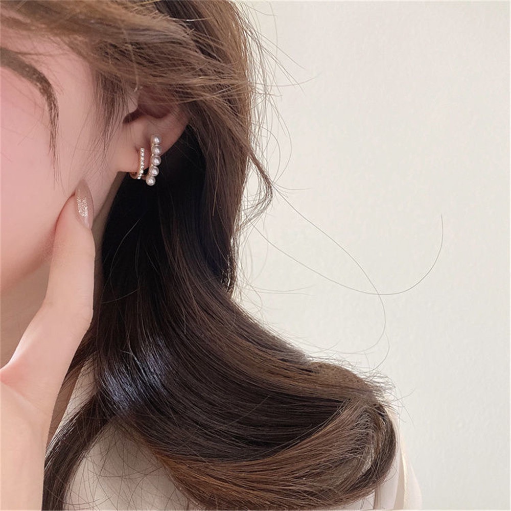 【COD】Xj- Bông Tai Đính Ngọc Trai Zircon Hai Mặt Nhỏ Cổ Điển Kiểu Pháp Đơn Giản Dành Cho Nữ
