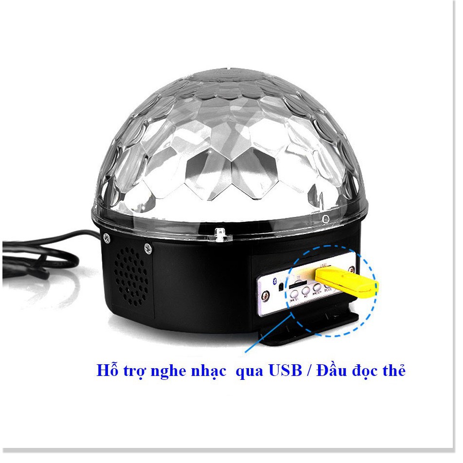 Đèn LED Quả Cầu Cảm Ứng Xoay Pha Lê 7 Màu Nháy Theo Nhạc Bluetooth Tích Hợp Loa DC-BL300