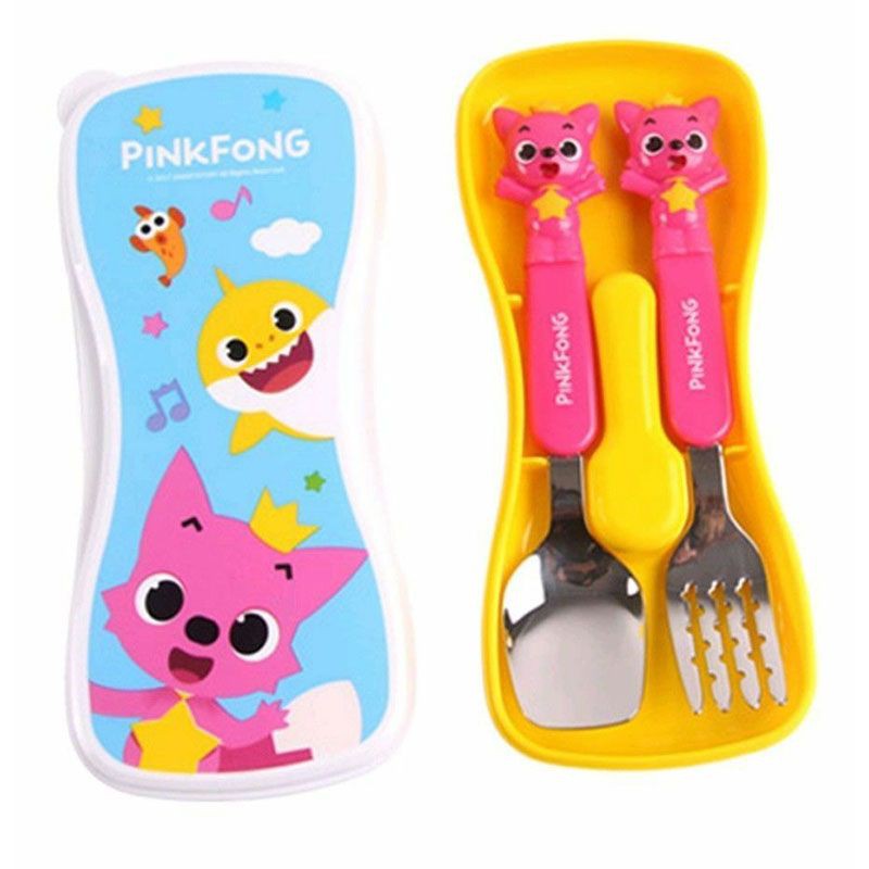 Bộ Hộp Muỗng Nĩa Pinkfong Họa Tiết Cáo Hồng