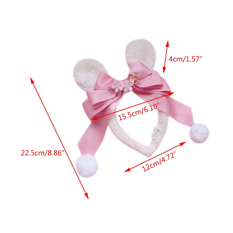 Băng Đô Tai Thỏ Bằng Lông Nhung Phong Cách Lolita Nhật Bản Dễ Thương