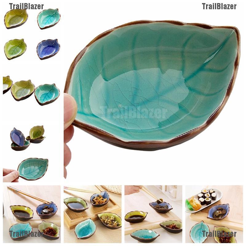 Đĩa đựng thức ăn bằng gốm sứ hình chiếc lá xinh xắn