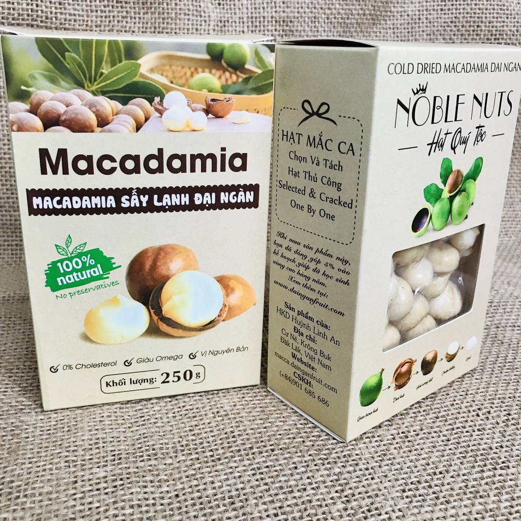 [MACCA NHÂN] HỘP 250G NHÂN HẠT MACCA DAK LAK NOBLE NUTS SẤY LẠNH - QUÀ BIẾU CAO CẤP