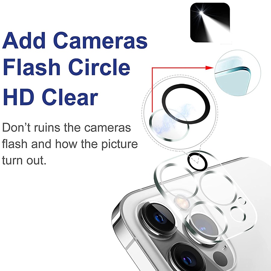 Set 2 Kính Cường Lực Bảo Vệ Camera Sau tương thích Cho iPhone 11 12 13 Pro Max 13 Mini