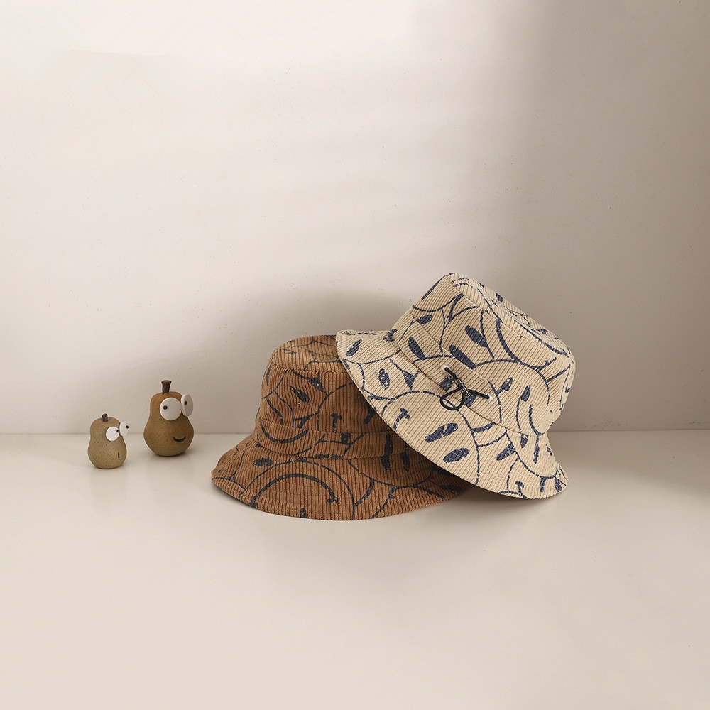 Mũ Tai Bèo Vải Nhung In Hình Mặt Cười Dễ Thương Thời Trang Thu Đông Cho Bé