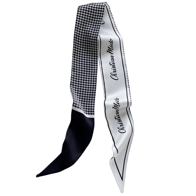 Khăn Choàng Cổ Lụa Kẻ Sọc Caro Phong Cách Retro Thời Trang Xuân Hè Dễ Phối Đồ