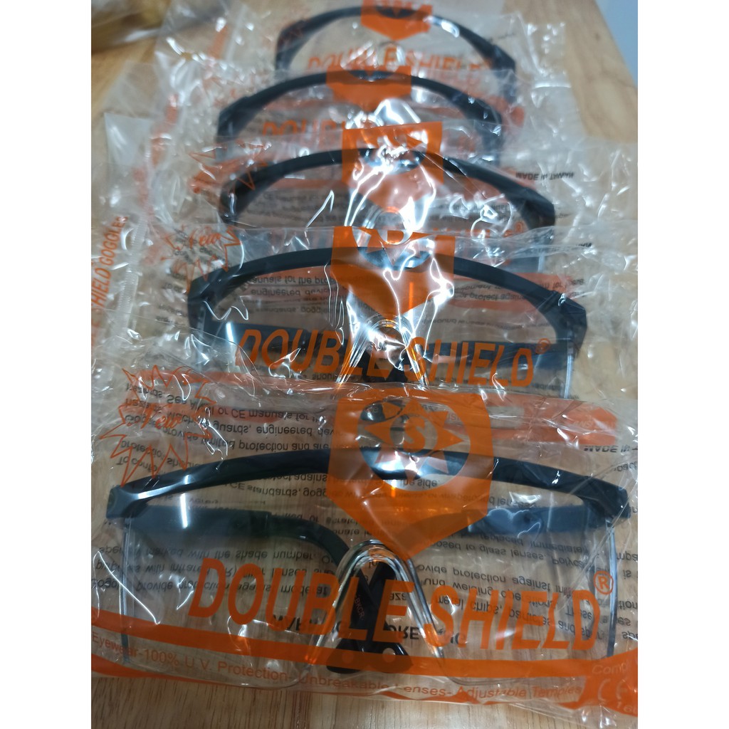 COMBO 1 HỘP=12 CÁI - Kính bảo hộ chống bụi mưa gió đi đường - Loại tốt - 9844A BKCR - Double Shield - ĐÀI LOAN